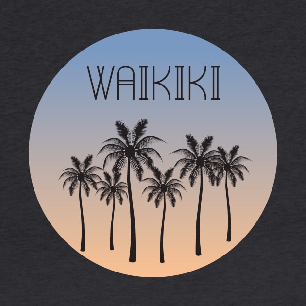 Waikiki Palm Tree Silhouette by The Salty Sailor